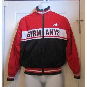Kappa Bomber Jacket Red Black Girmanys Lined Full Zip Size M/L